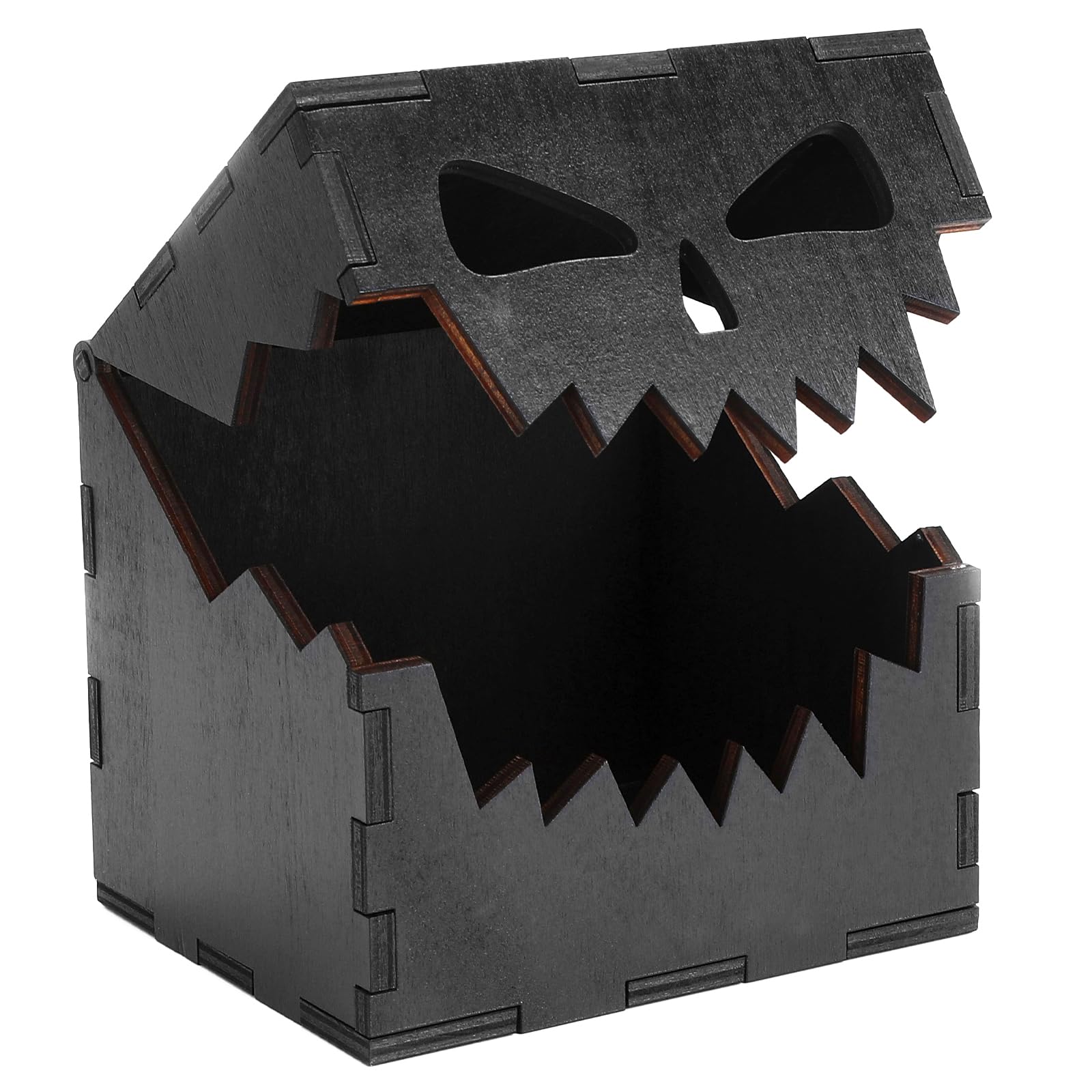 JULEASEL Wooden Monster Dice Box, Halloween Decor Scary Skull Candy Holder