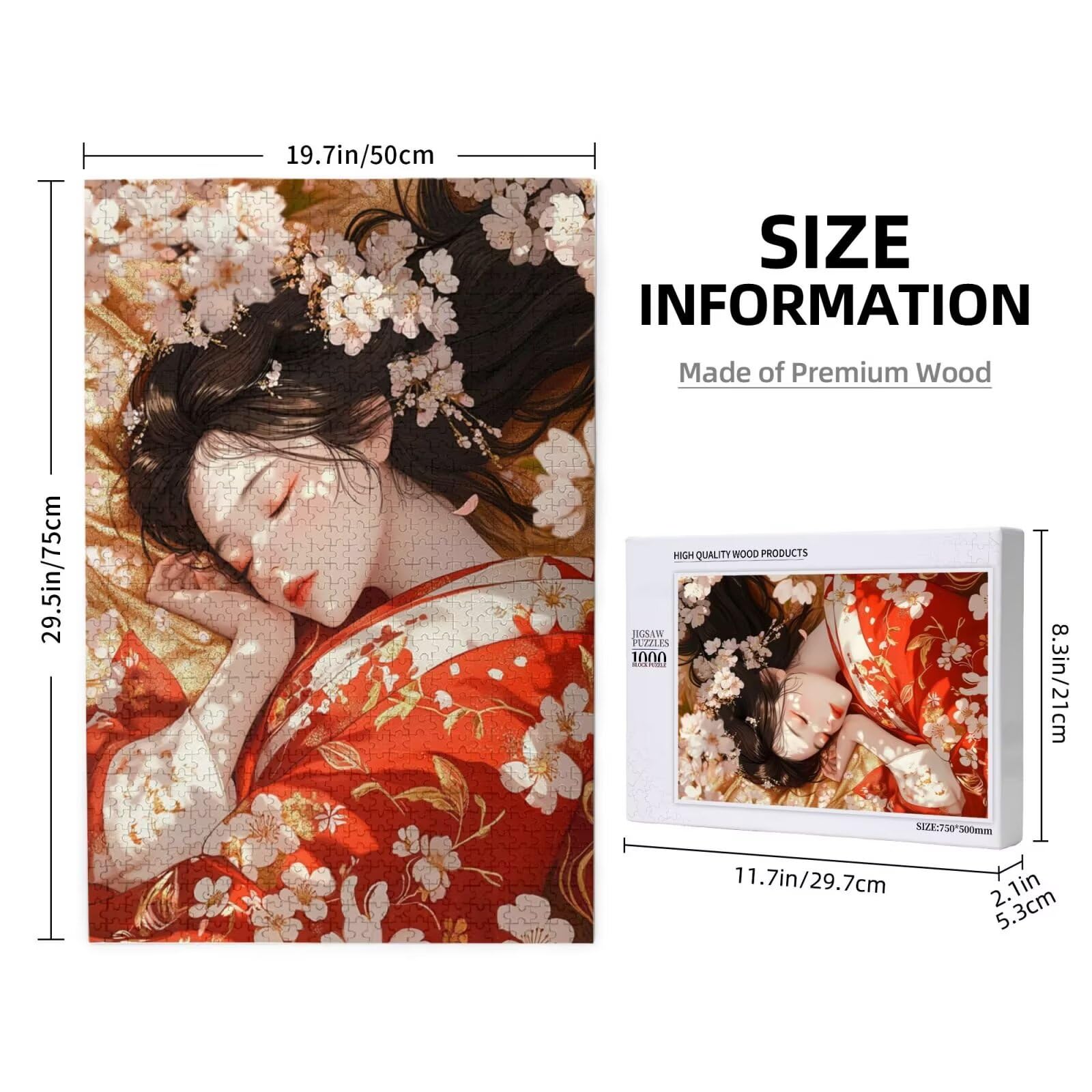 Femme Puzzle Japon 3000 Pièces Adultes, DIY Puzzles Classiques Art avec Boîte d'emballage et Photos de Référence, Relaxation/Soulagement du Stress/Jeux Amusants, Creatif Cadeau pour Femme M-1808