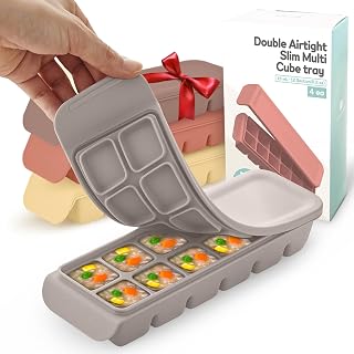 Silicone Ice Cube Freezer Tray with Lid, 0.5 oz/12 Sections, 4ea Mix