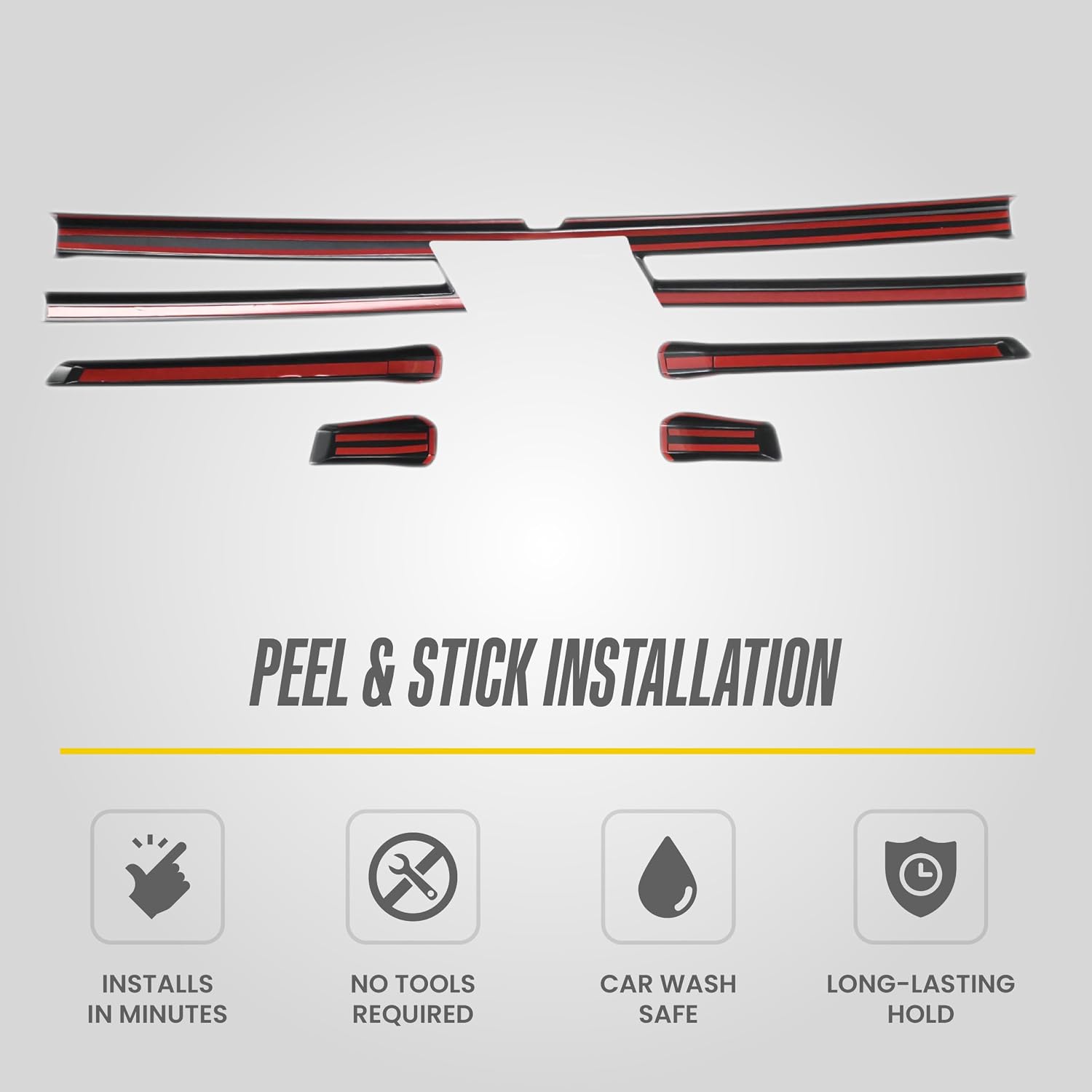 Trim Illusion Chrome Delete Gloss Black Patented Grille Overlay for 2021-2024 Chevrolet Suburban/Tahoe | Easy No-Tool Install | US Patented