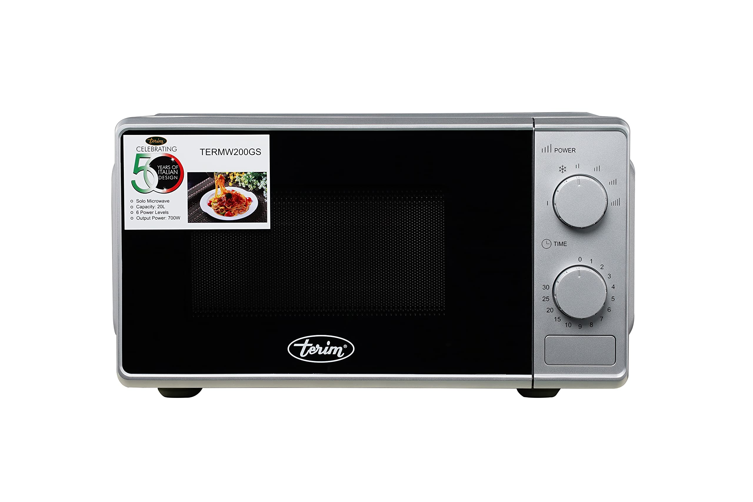 Terim 30 Liters Microwave with Grill, Push Button Door, Digital Control & Defrost Option, Black, 1 Year Warranty, TERMW301GB