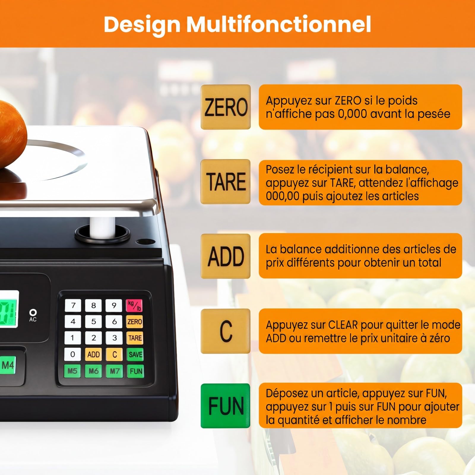 COSTWAY Balance de Cuisine Professionnelle 40 kg | LCD Balances Alimentaire, Comptant les Échelles, Balance Électronique de Cuisine, pour Restaurant, Traiteurs, Commerces