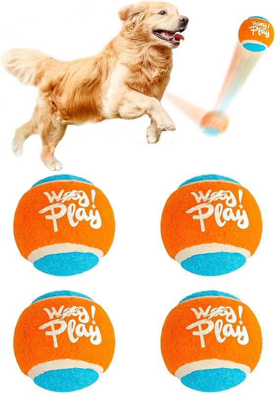 ALL FOR PAWS Tennis Balls Dog Toy, 2.5 Inch Pet Safe Fetch Balls for Dogs 20-60 lbs, Colorful Dog Balls Toys with Super Bounce (4 Pack)