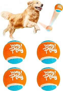 ALL FOR PAWS Tennis Balls Dog Toy, 2.5 Inch Pet Safe Fetch Balls for Dogs 20-60 lbs, Colorful Dog Balls Toys with Super Bounce 4 Pack