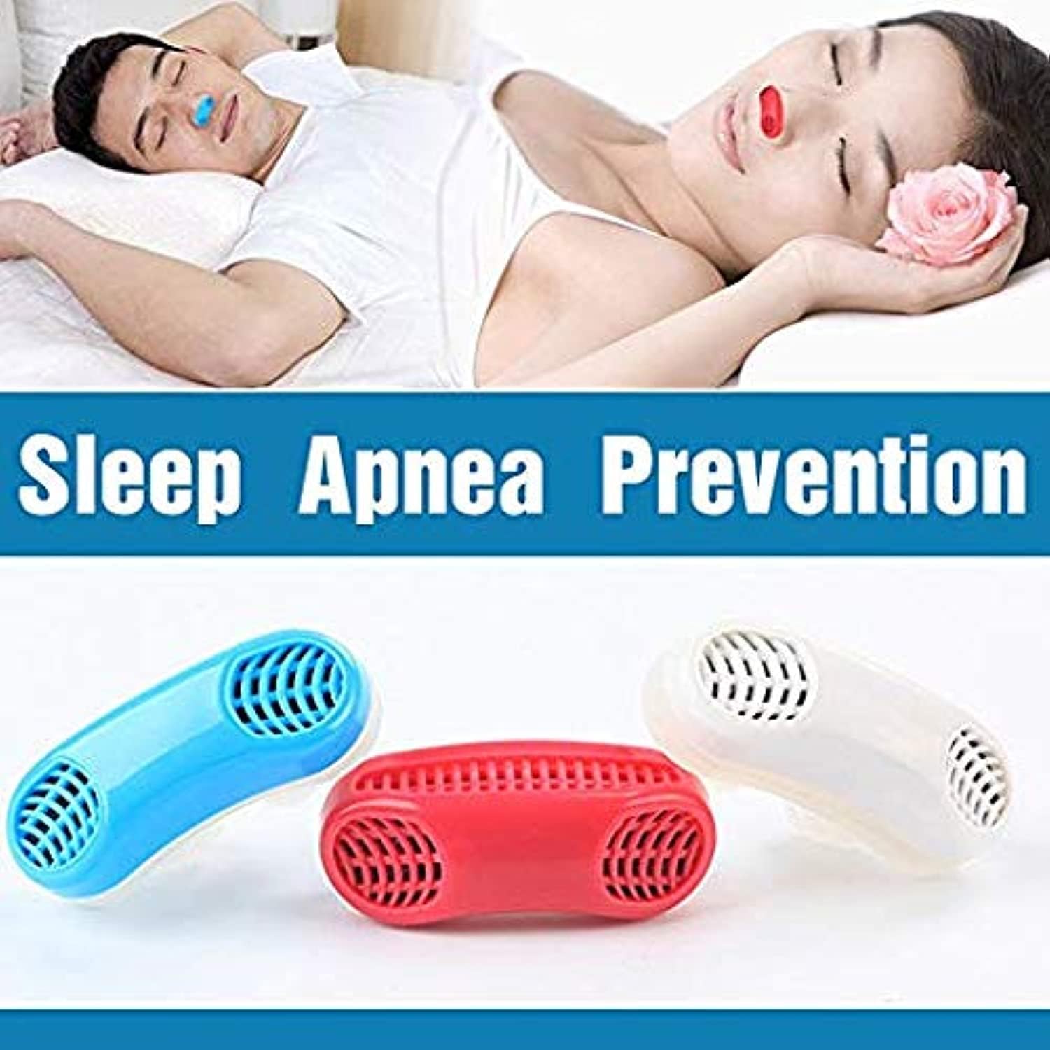 MKVSA anti snoring solution Device, Upgraded 2-IN-1 Anti Snoring and Air Purifier Sleeping Breath Aid Nose Clip Snore Stopper to Ease Breathing Snoring,Natural and Comfortable Sleep (Blue)