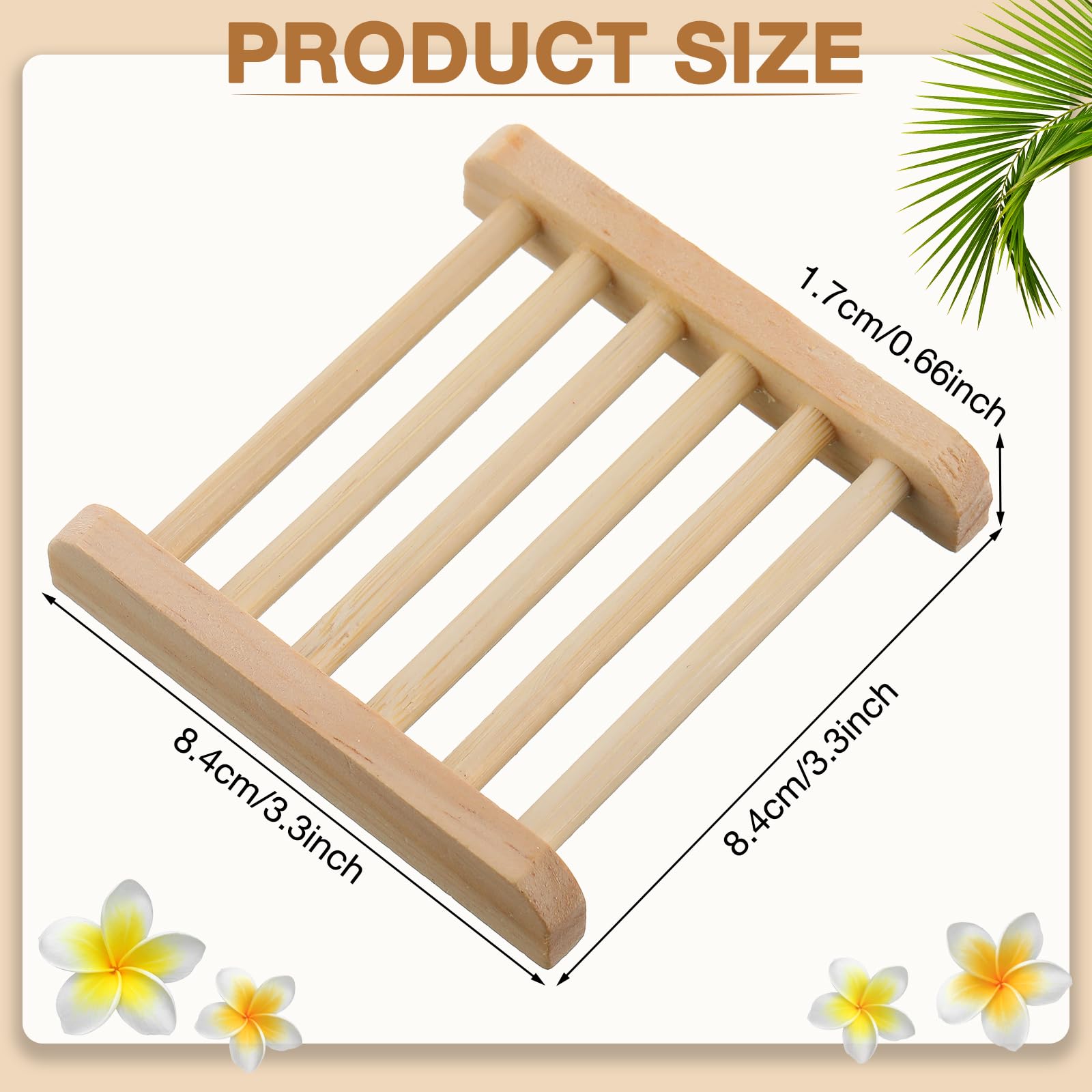 Amyhill 25 jaboneras de madera de bambú a granel para baño, jaboneras de madera para bar, jaboneras autodrenantes, bandeja de jabón de madera, 3.3 x 3.3 x 0.67 pulgadas (color madera)