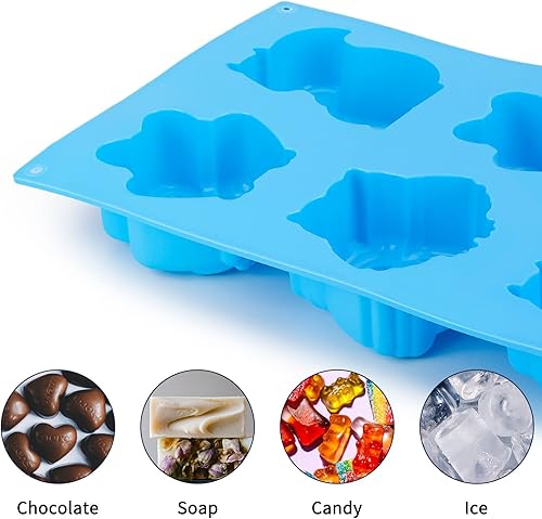 Miniatura 4 de Beasea Moldes de jabón para animales paquete de 2 alfombrillas grandes de silicona 3D de gelatina para pastel de chocolate fondant para hornear