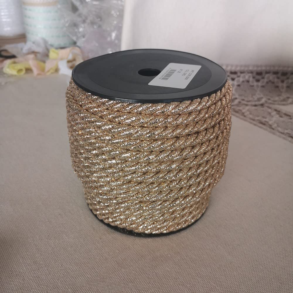PIZZITALIANI Passamaneria Decorativa – Cordone ORO lurex, diametro 8 mm x 20 m, Made in Italy, Nastro Corda, Cordoncino Metallizzato intrecciato a 3 capi, per fai da te e decorazioni natalizie