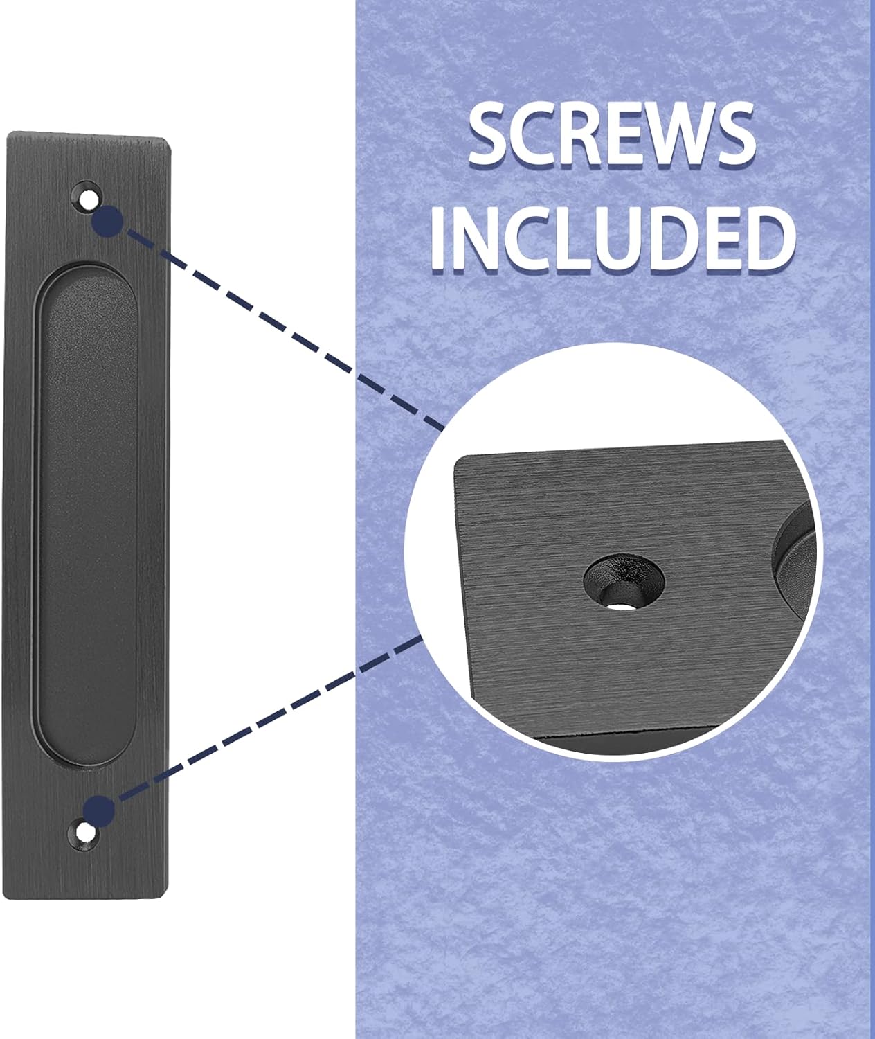 2pcs 7 Inch Flush Pull, Recessed Barn Door Handle, Rectangular Cabinet Handles, Sliding Closet Finger Pull for Pocket Door (Matte Black)