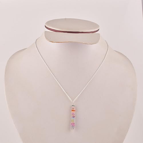 Miniatura 7 de Natural Raw Multi Sapphire Stone Rough Crystal Gemstone Dainty Women Pendant Necklace, Chakra Healing Crystals, Birthstone, Gift, 925 Sterling