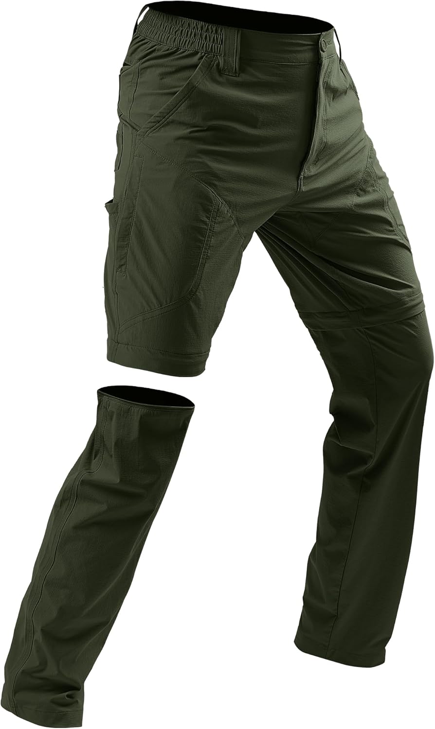 Mens Zip Off Convertible Hiking Pants Lightweight Tactical Quick Dry Cargo Work Water-Resistant Fishing Safari Outdoor Pant