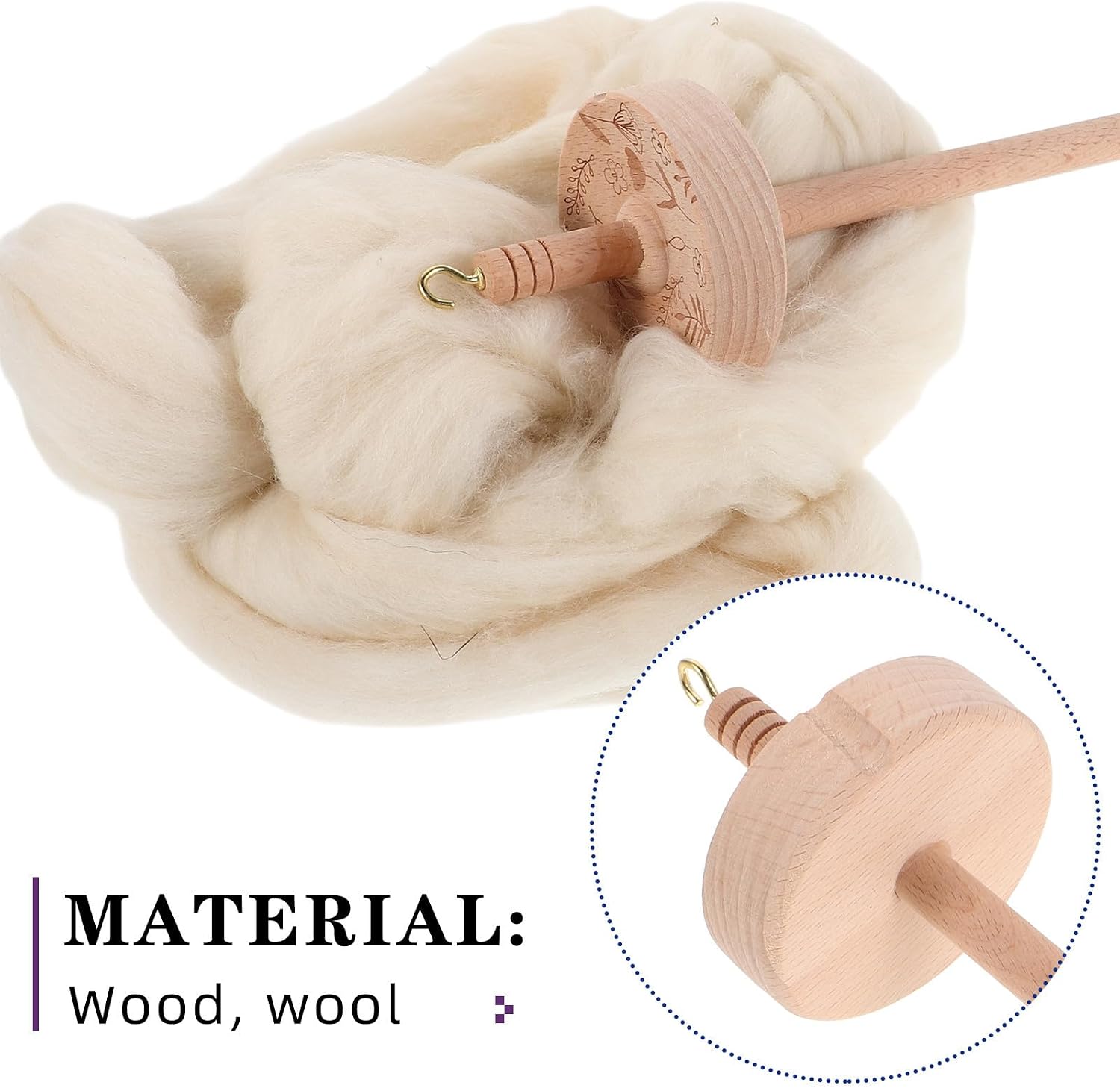 Wooden Drop Spindle Yarn Organizer Set for Beginners 12.58 Inch