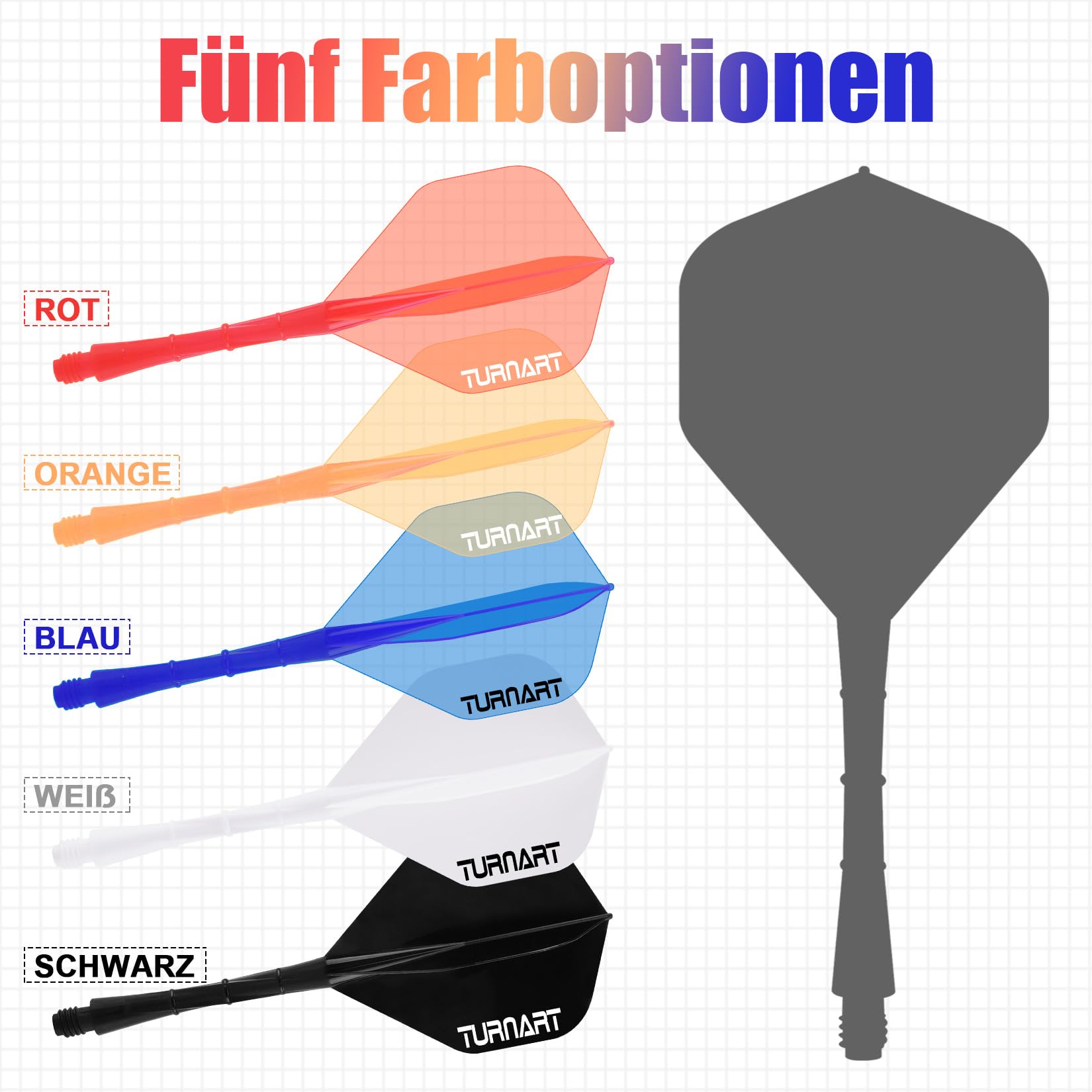 Turnart Rzutki do darta zintegrowane lotki i shafty 2BA nr 2 Shape i Medium Design One Moulded Dart Flight do wszystkich rzutek