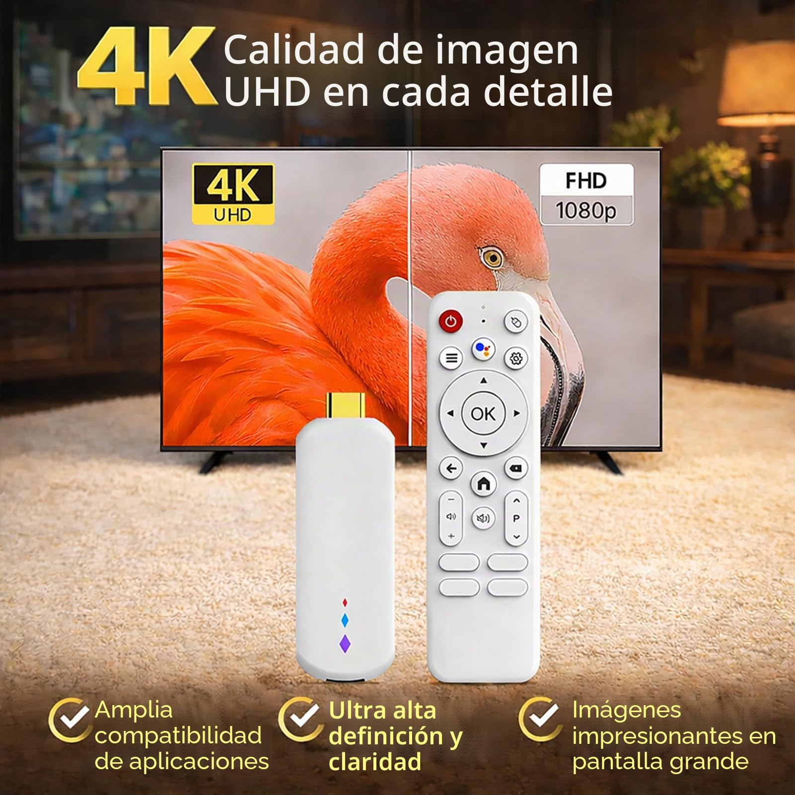 PUSOKEI TV Box Android 14.0, Smart TV Box con Acceso Remoto por Voz, 2GB RAM 16GB ROM, WiFi 2.4G/5G, Acceso a Todos los Sitios Web de Videos, Dispositivo de Transmisión 4K HDR ULT