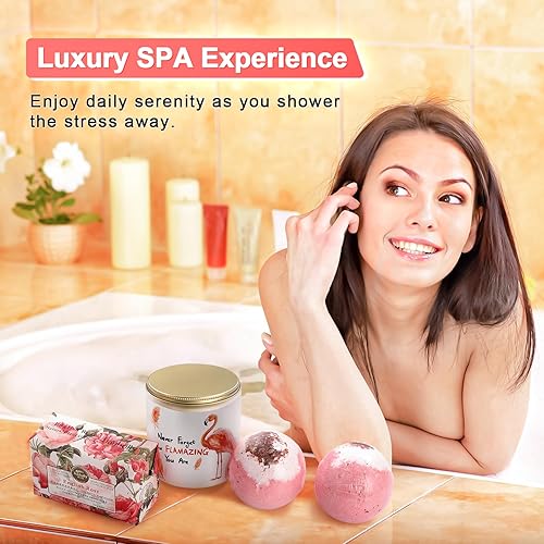 Miniatura 3 de Cesta de regalo de cumpleaños de flamenco para mujer, regalos de spa para ella, caja de regalo de cuidado personal, cesta de regalo de cumpleaños