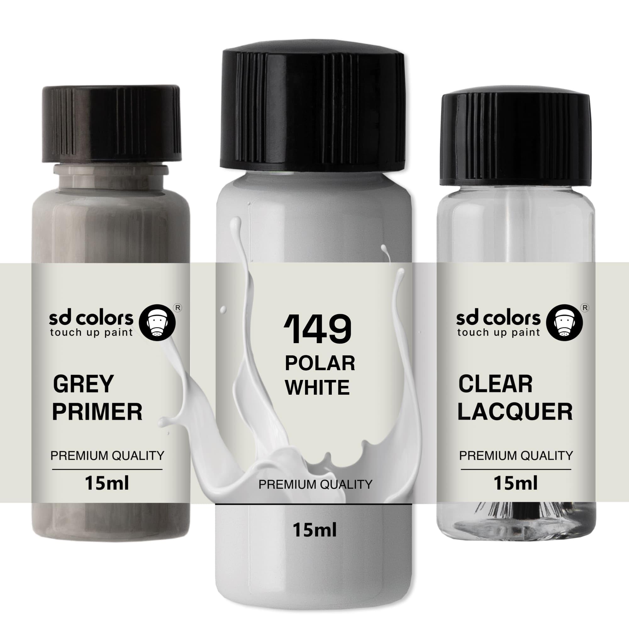 SD COLORS POLAR WHITE 149/9149 WEISS TOUCH UP PAINT PEN 15 ML (PAINT+PRIMER+LACQUER)
