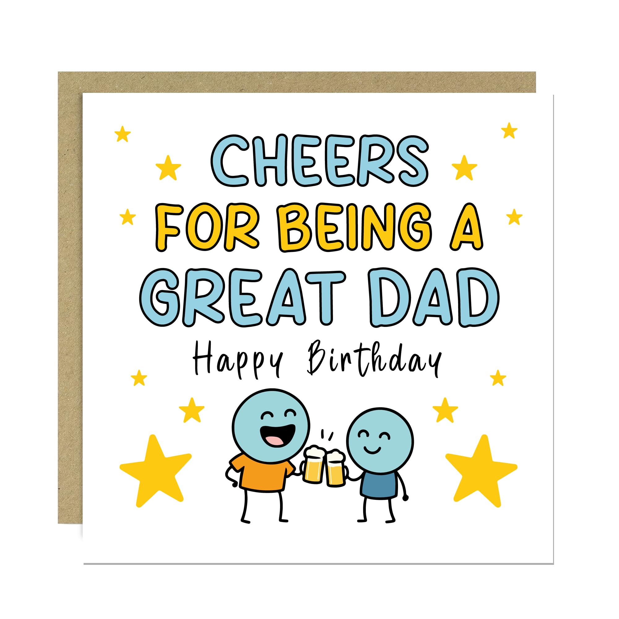 RED OCEAN Happy Birthday Card For Dad With Kraft Envelope Included Cheers For Being A GREAT DAD Card From Daughter Son Funny Cards