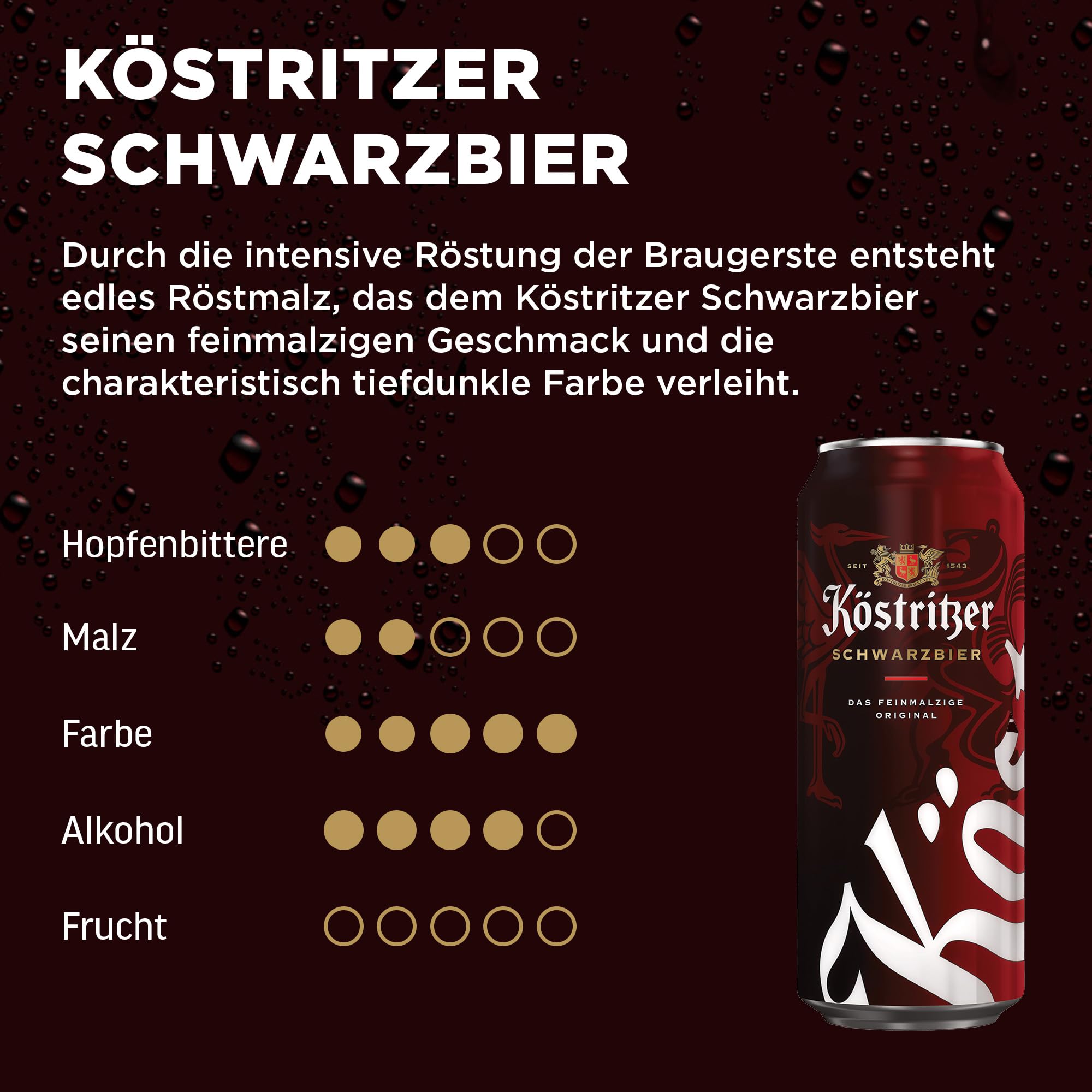 Köstritzer® Schwarzbier - Dosenbier (24x 0,5l) - Feinmalziger Geschmack - Intensive Röstung der Braugerste - Traditionelles Schwarzbier aus Thüringen