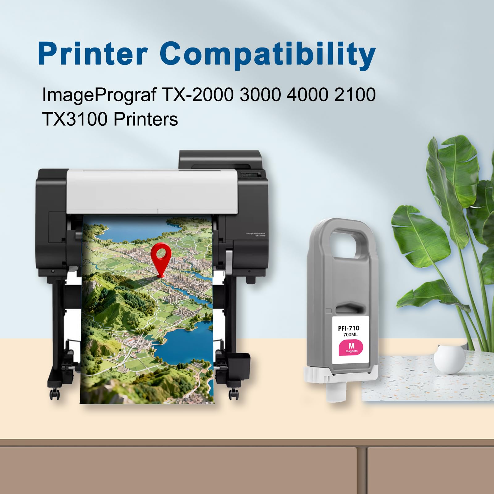PFI-710 PFI710 - Cartuccia d'inchiostro magenta per Canon PFI-710 PFI-710M, compatibile con Canon imagePROGRAF TX-2000 TX-2100 TX-3000 TX-3100 TX-4000 TX-4100