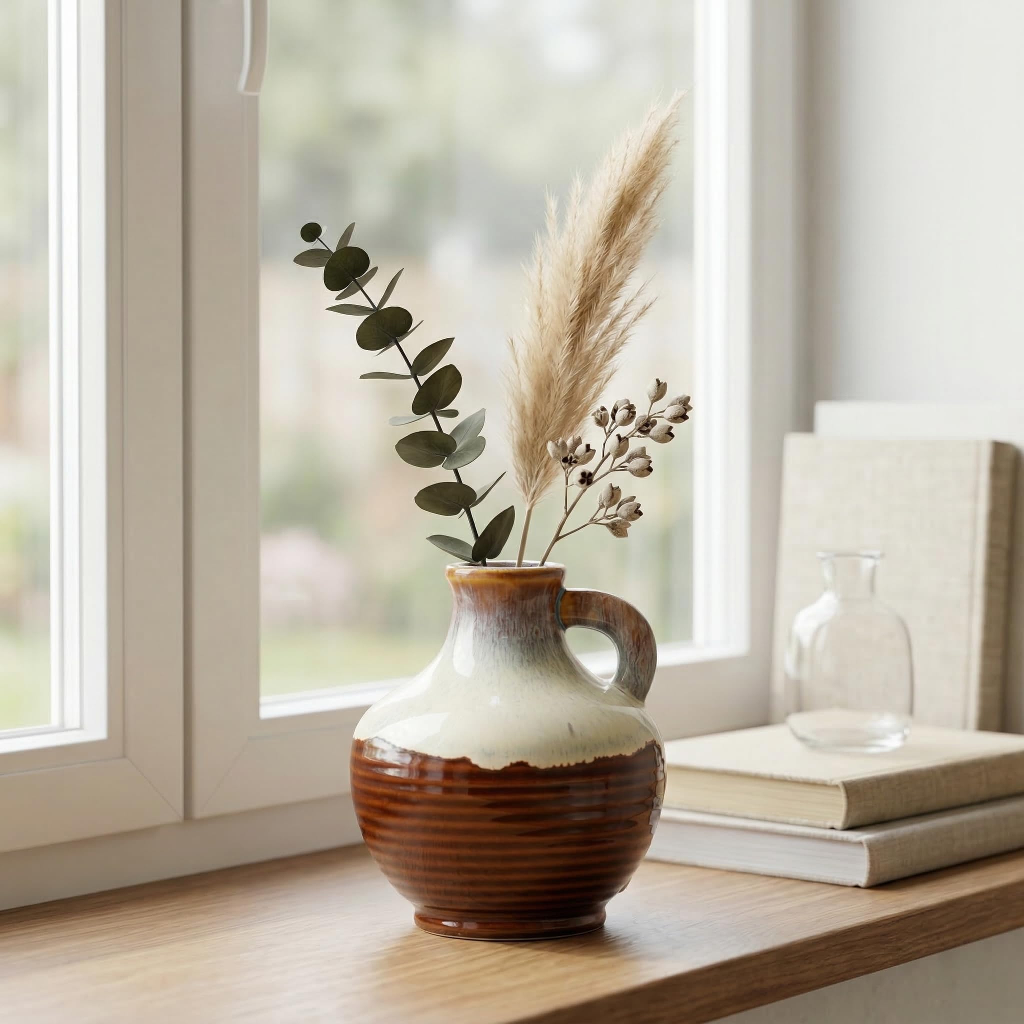 Amazon.co.jp: Sunddo モダンセラミック花瓶 花用 6インチ 小さな装飾 
