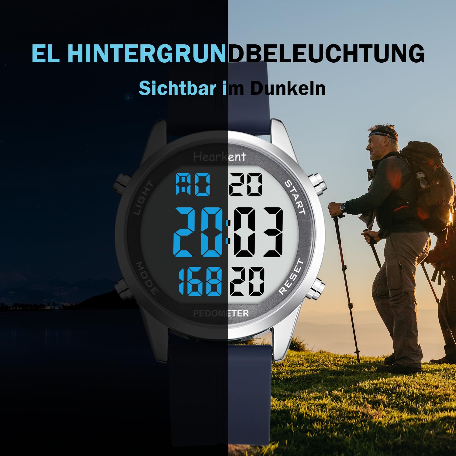 Schrittzähler Uhr Herren Ohne App und Handy,Großen Ziffern Digitaluhr,30M Wasserdicht,Fitness Tracker Fitnessuhr mit Schrittzähler Kalorienzähler