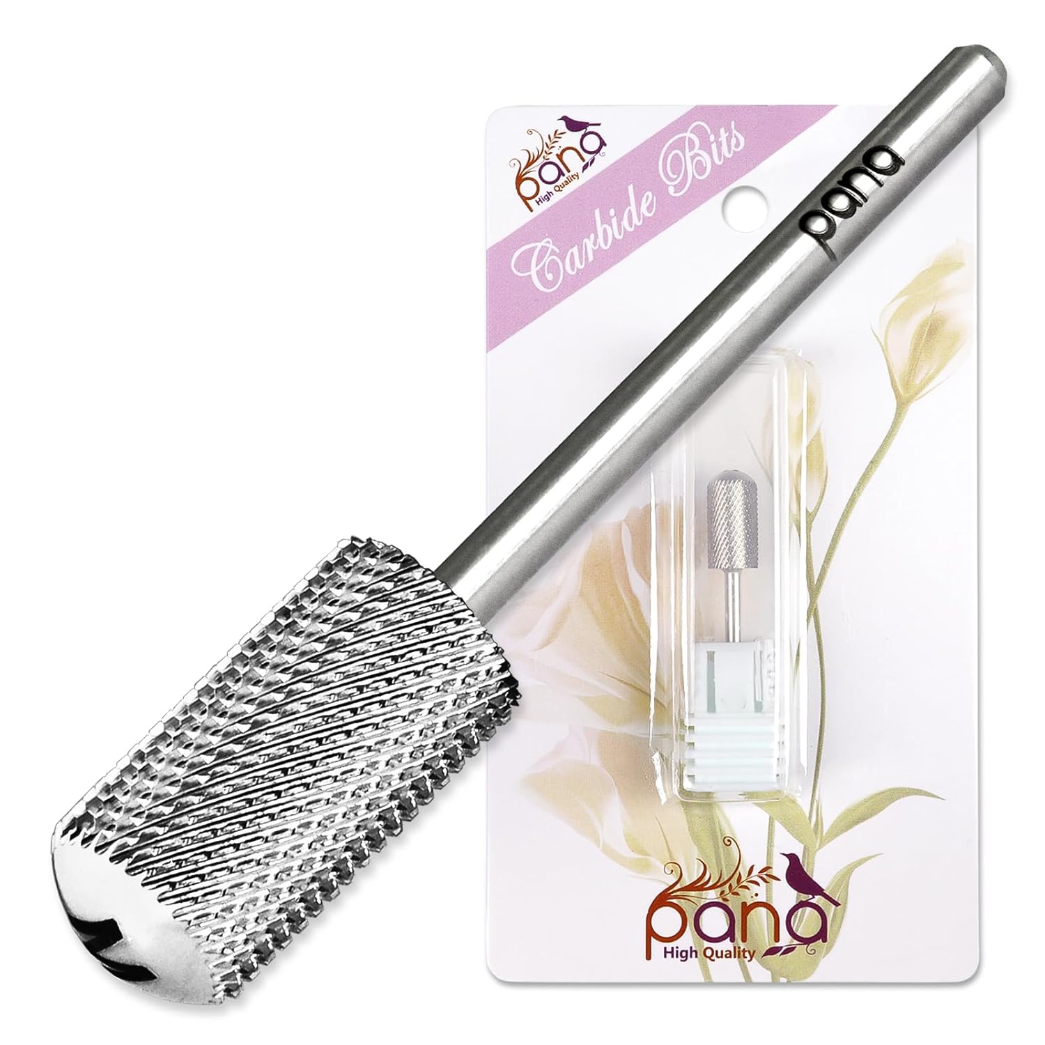 PANA 3/32″ Large Smooth Round Top Safety Carbide Nail Drill Bit for Gel Polish & Acrylic Removal Nail Salon Manicure Pedicure Electric File Tools (Large Barrel – Silver, Medium) PANA 3/32″ Large Smooth Round Top Safety Carbide Nail Drill Bit for Gel Polish & Acrylic Removal Nail Salon Manicure Pedicure Electric File Tools (Large Barrel – Silver, Medium)