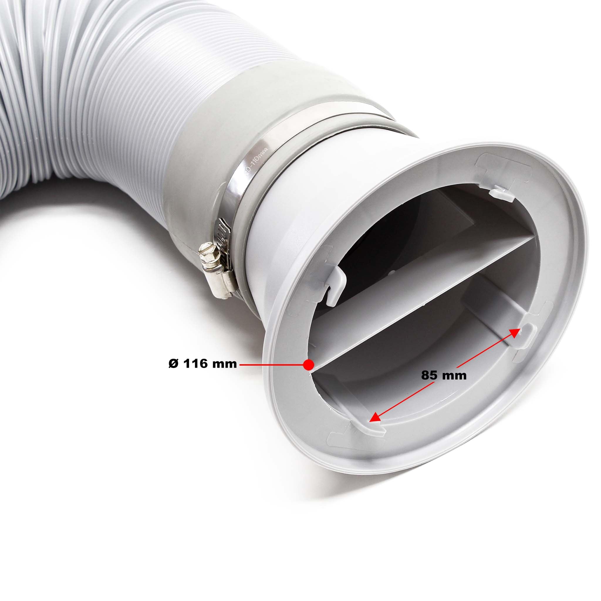 LOOTICH Flexibele Ontluchter PVC Afvoerslang Diameter 80mm Lengte 2,5m voor Airconditioning Wasdroger Afzuigkap met 2 Roestvrijstalen Klemmen Wit