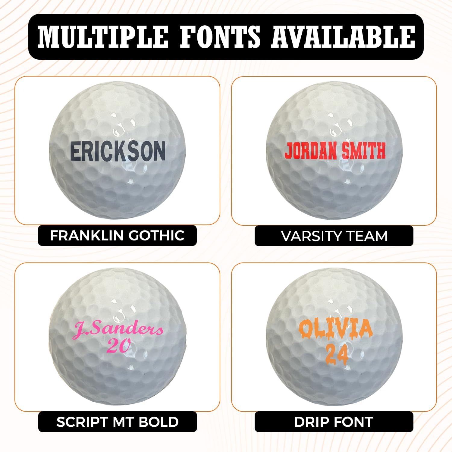 HAMMET Custom Golf Balls - Personalized Golf Balls for Men, Women, Sons, Daughters, Boys, and Girls - Customized Gifts