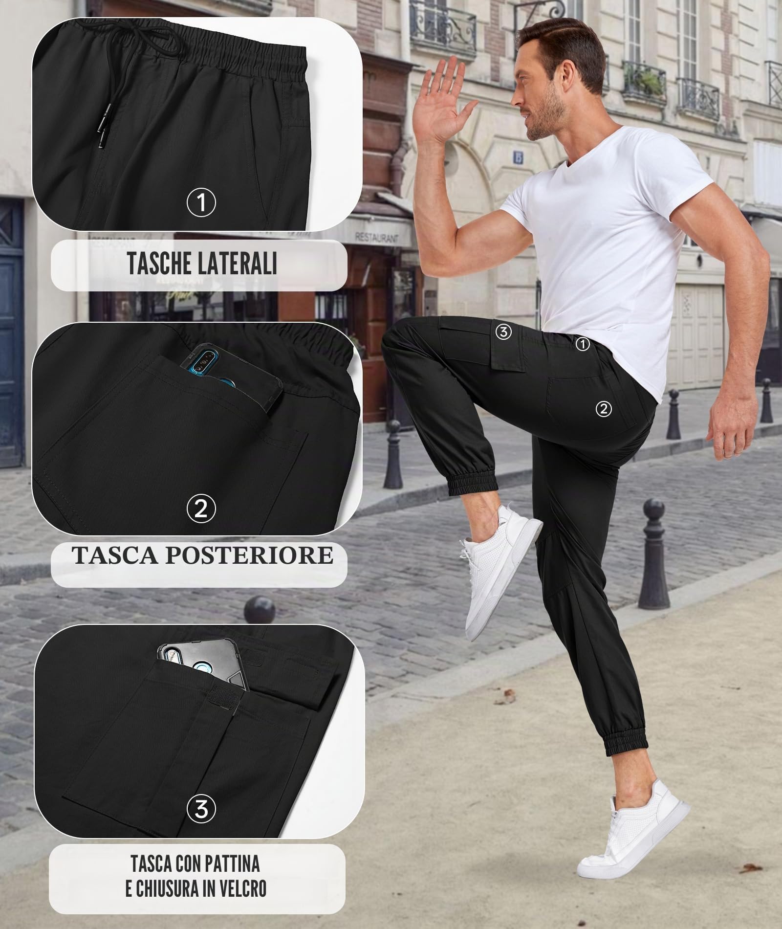 SwissWell Pantaloni Cargo da Trekking in Cotone Elasticizzato Casual da Uomo con Tasche Autunno Inverno S-2XL