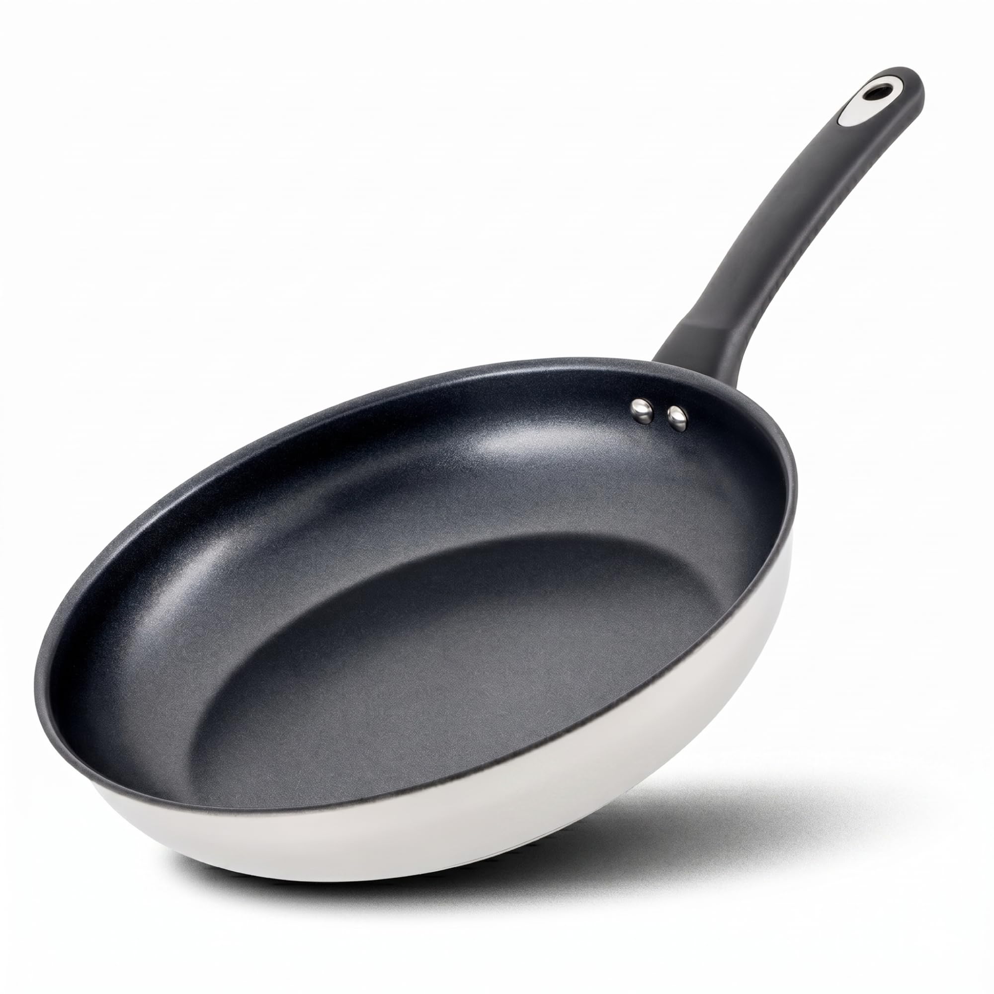 Judge Essential - Stainless Steel Non Stick Frying Pan with Vented Glass Lid - Dishwasher & Oven Safe to 180°C - Stay-Cool Handle - Suitable for All Hob Types (28cm Frying Pan)