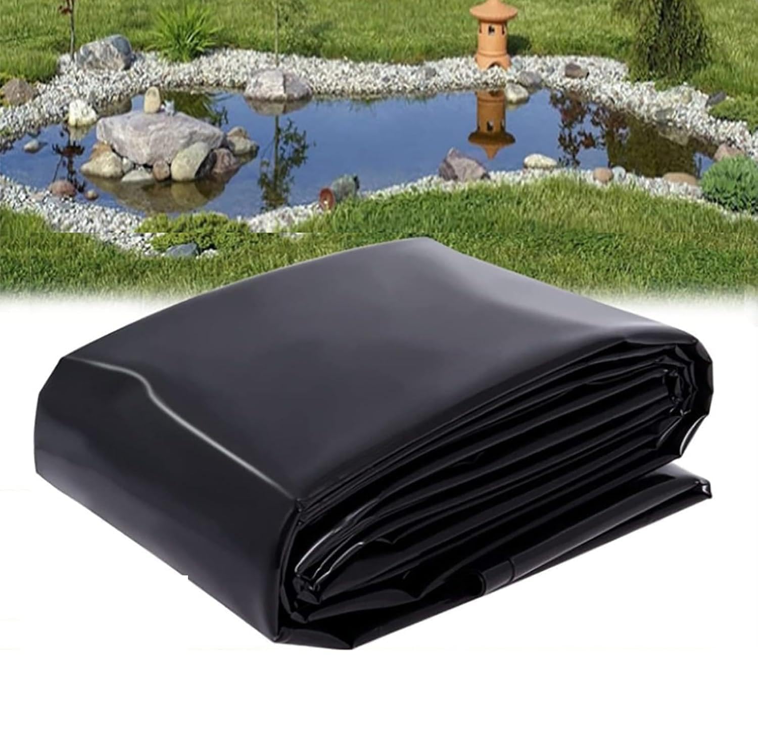 Bâche de bassin en PEHD noir 6,5 x 9 m anti-fuite et anti-perforation pour bassins de jardin