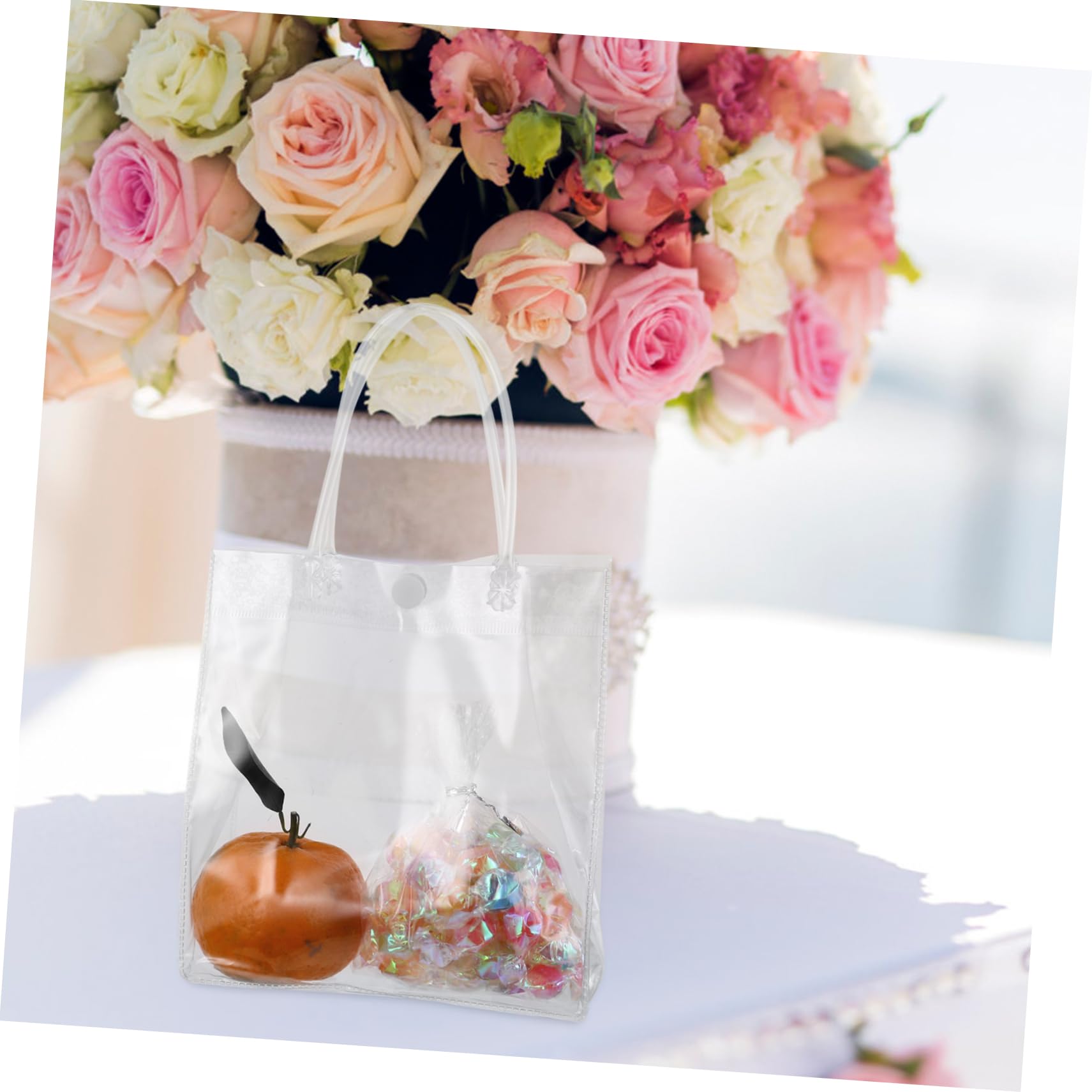 Anneome 25 piezas Unidades Bolsas Transparentes con Asas de PVC Reutilizables para Bodas Fiestas y Bolsas de Plástico Claras para y Embalaje