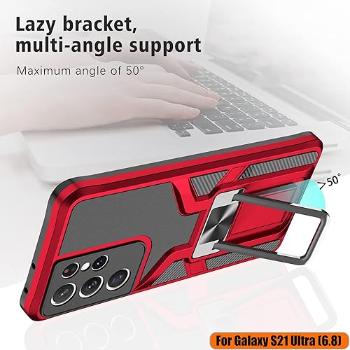Miniatura 7 de LMDAMZ Funda compatible con Samsung Galaxy S21 ultra resistente, grado militar, a prueba de golpes, doble protección (TPU+PC), funda magnética