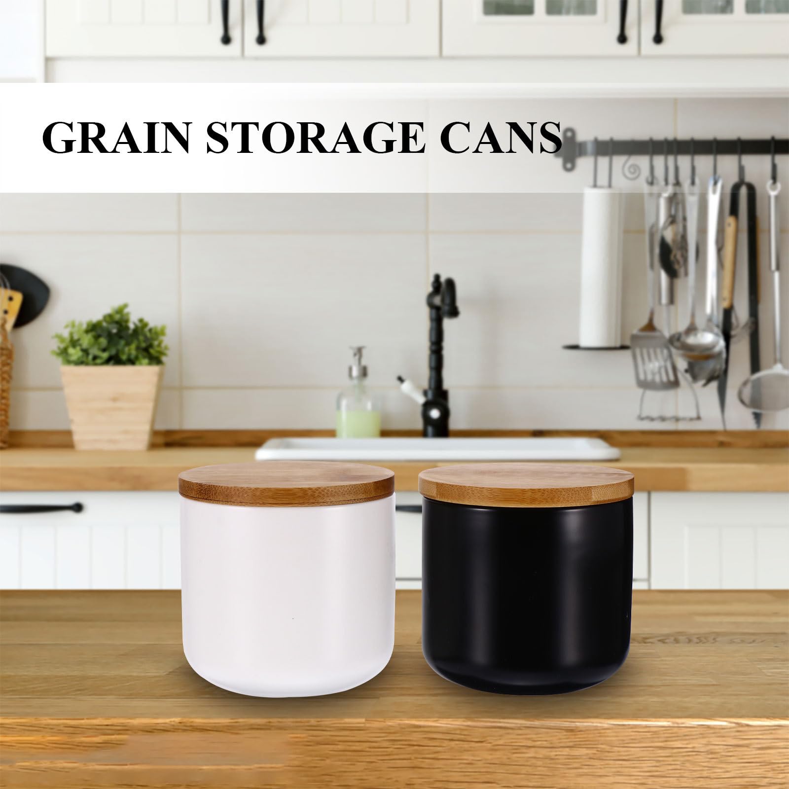 Set 2 Barattoli Ermetici Contenitori Sigillati Multiuso in Ceramica Bianca Design Delicato e Leggero per Tè e Snack la Conservazione in Cucina