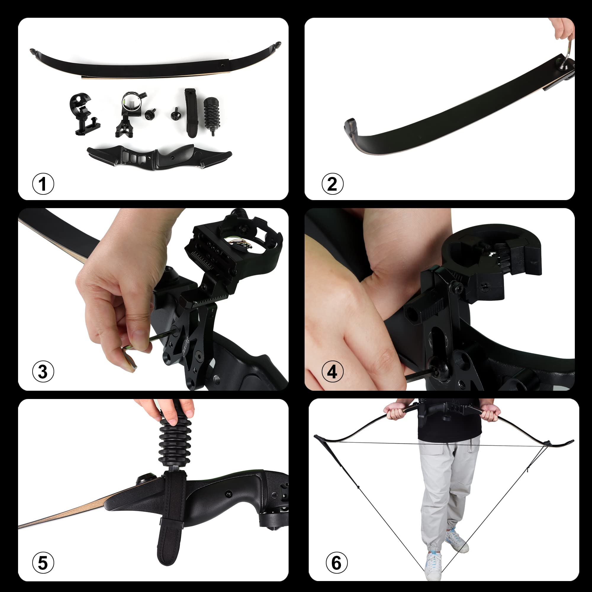 Ricurvo Arco Archi Takedown con Freccia Set 35 lb per Adulti Tiro Caccia Pratica Mano Destra