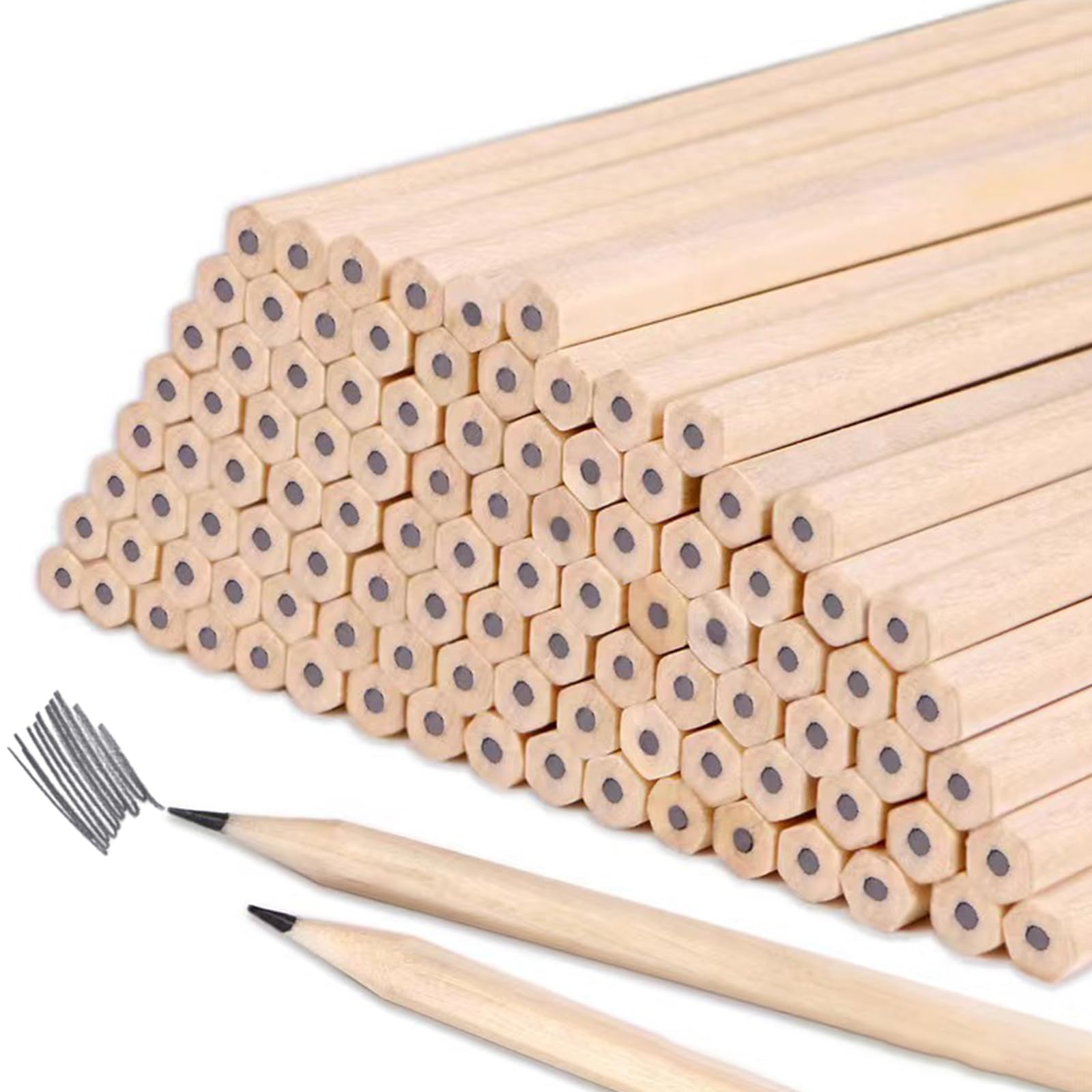Lápices de Madera, Lápices Hexágonales, Juego de Lápices, 100 Piezas Lápices HB, Lápices de Dibujo, Para Niños, Estudiantes, Profesores, Oficina, Material Escolar, Dibujar, Escribir, 17,9 X 0,7cm
