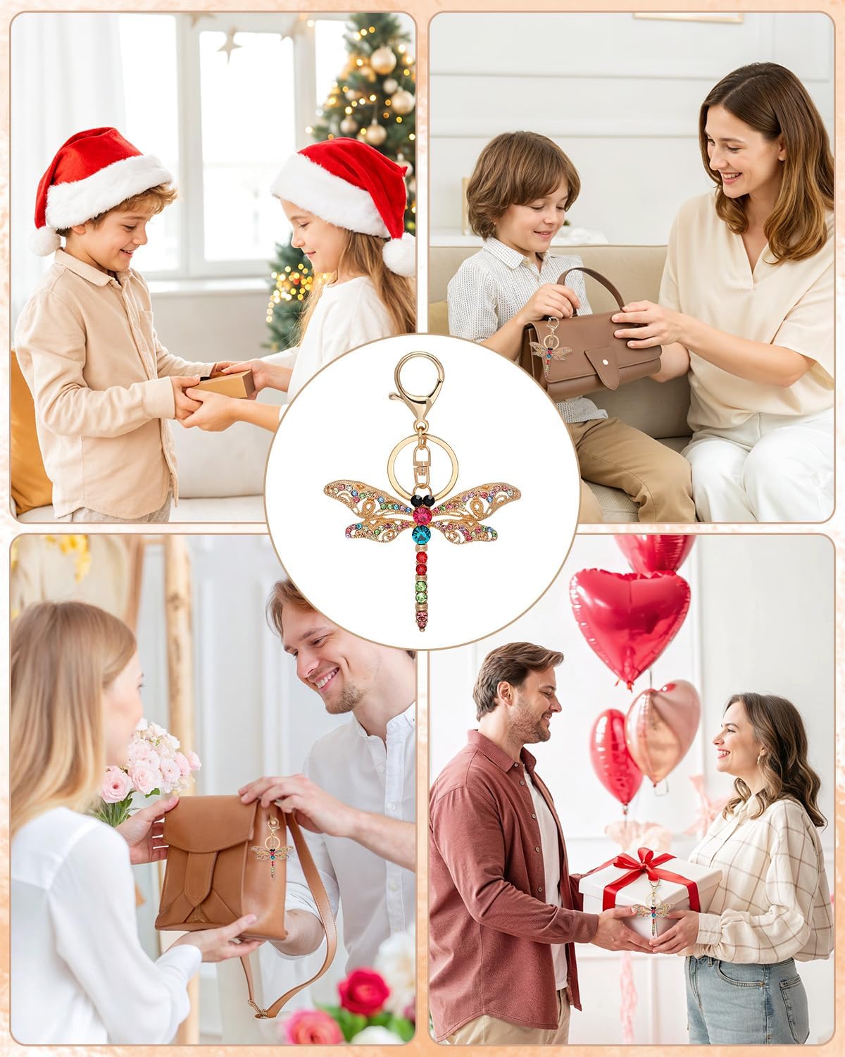 Sparkling Dragonfly Keychain Crystal Rhinestone Charm Cute Keychain for Women for Purse Wallets Backpacks Handbags - Image 7