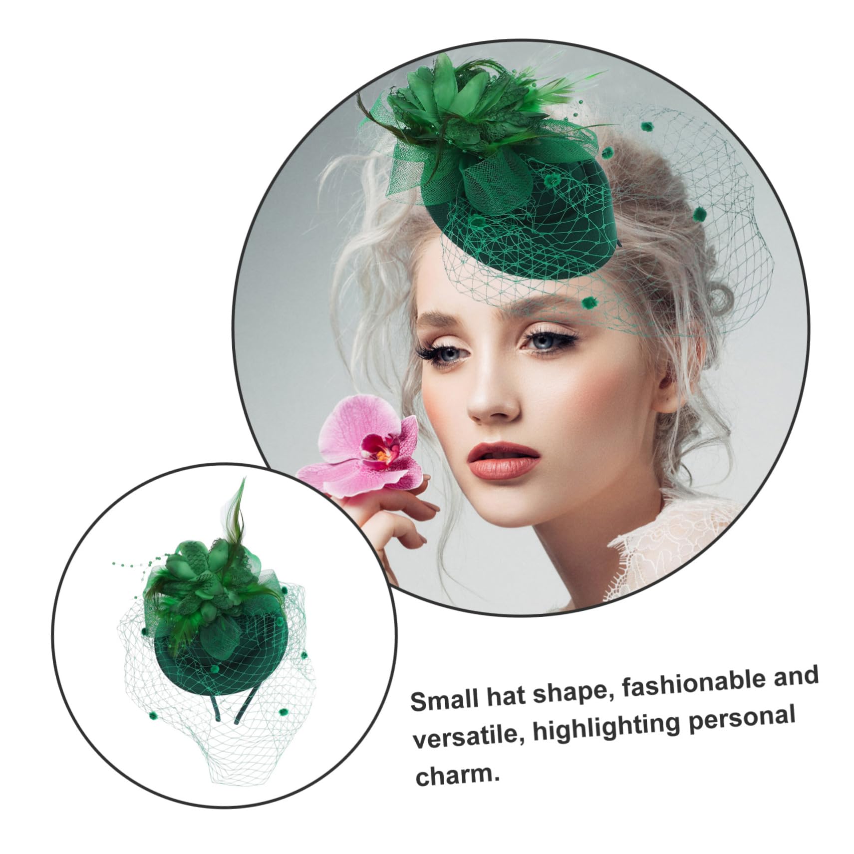 Beavorty 4 Piezas flor de cabeza de malla tocados verdes para bodas diadema fascinador tocado de fiesta de té clip fascinator para la fiesta del té fascinador de la del pluma