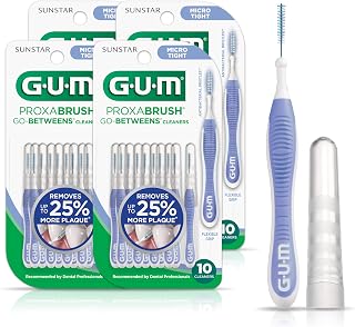 Proxabrush Go-Betweens - Micro Tight - Interdental Brushes - Soft Bristled Dental Picks for Plaque Removal Health - Safe for Braces & Dental Devices, 10 Count(Pack of 4)