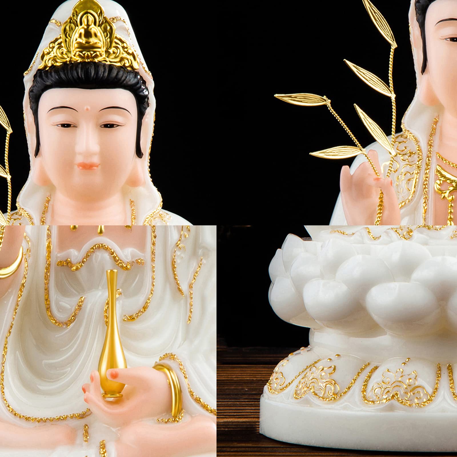 Amazon｜仏像観音菩薩仏翡翠ギルド彫刻像ホームショップ効果的なお守り