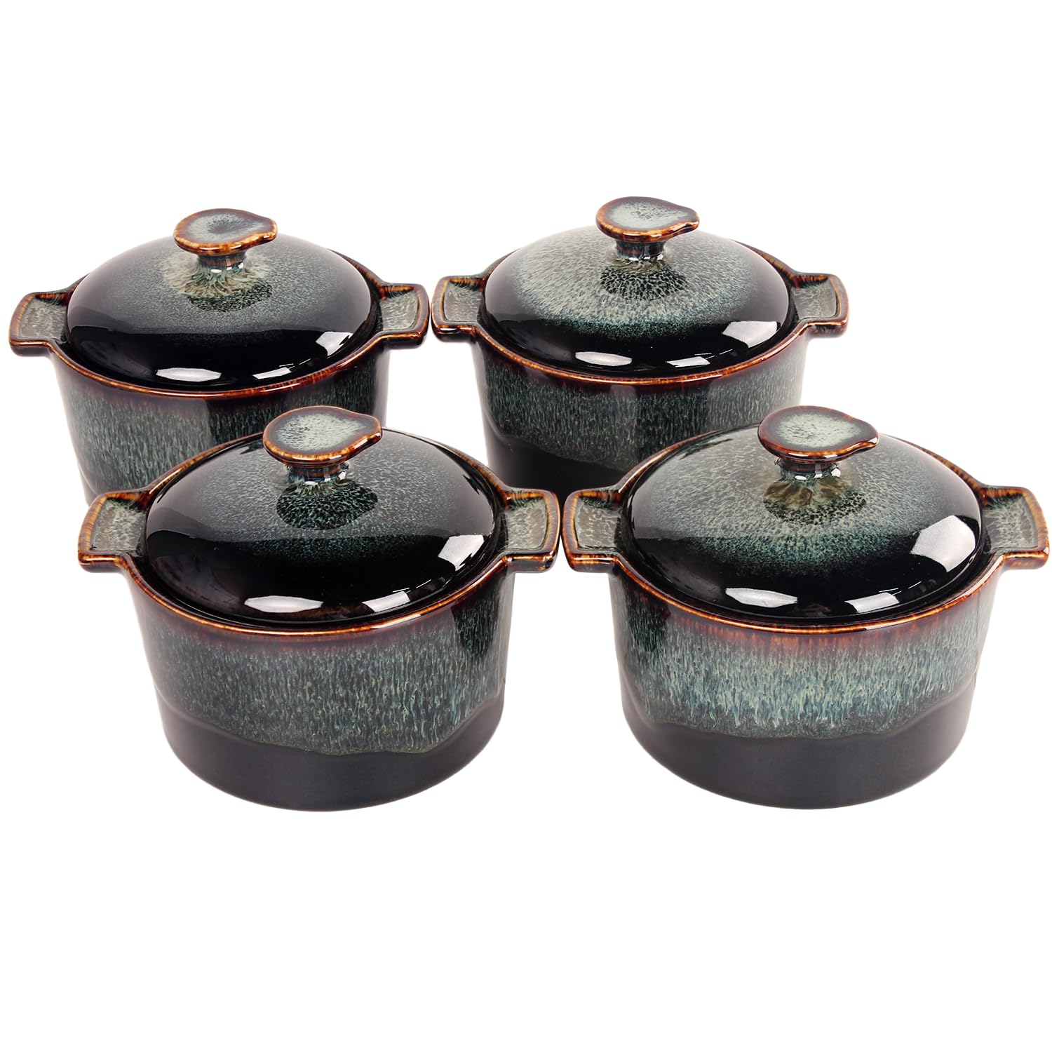 LIUYWYHCF Large Butter Dish with Lid, Porcelain French Butter Keeper, Available Cocotte, Casserole dishes, Ramekins, Oven safe for Creme Brulee, Lava Cake, Pudding, Ideal gift, Round 5.7 Inch