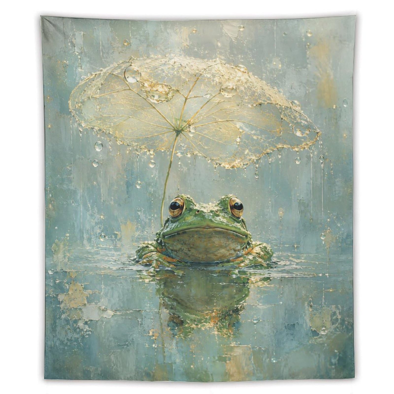 H3B8U2Y5 Watercolor Umbrella Frog Wall Tapestry, Ukiyo-e, Apartment