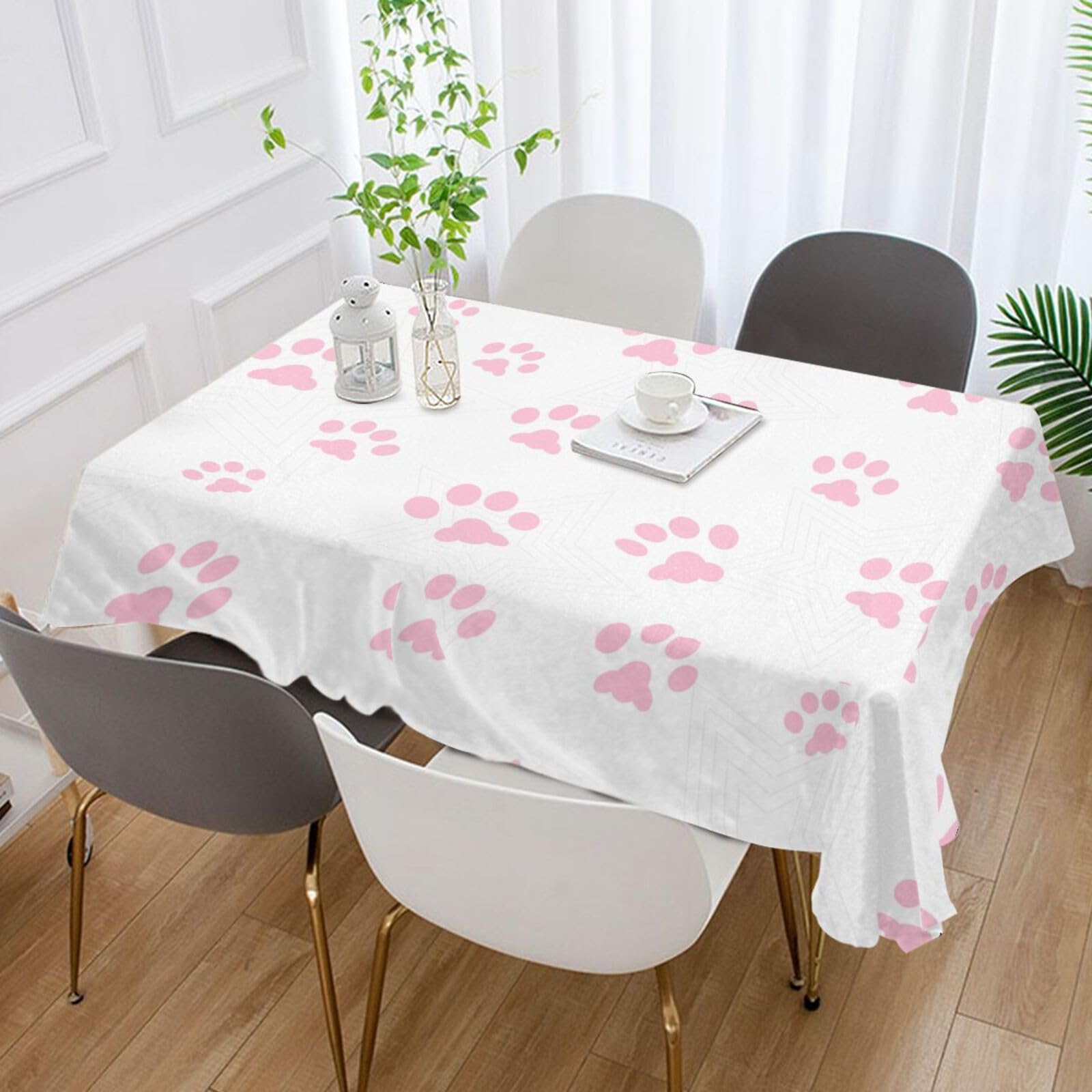 Amazon｜カオリヤ テーブルクロス 動物柄 150x150cm 肉球柄 にくきゅう
