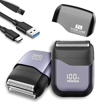 Electric Foil Shavers for Men - Mini Electric Razor with 3 Floating Blades & Big LED Display - Foil Shaver for Men with 2 Gears Adjustable - Face Shaver with IPX7 Waterproof - USB Type C Beard Trimmer