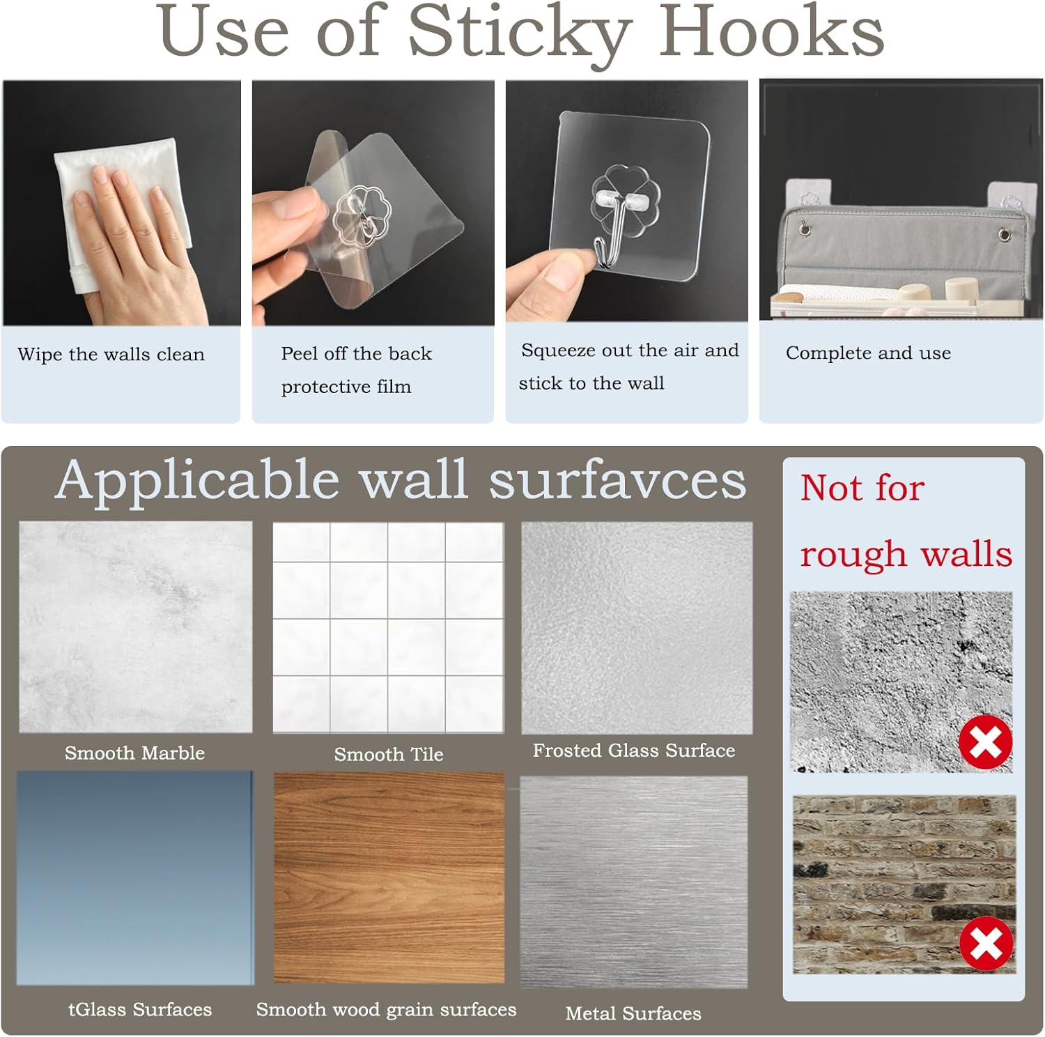 Wall Hanging Organizer – Over The Door Storage & Behind Door Organizer for Dormitory, Bathroom, Bedroom, Kitchen, Nursery, Space-Saving (Grey, 2 Pack) - Image 7