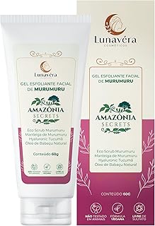 Lunavéra Gel Esfoliante Facial, Amazônia Secrets, Murumuru com Tucumã e Babaçu, 60g, Para Todos os Tipos de Pele