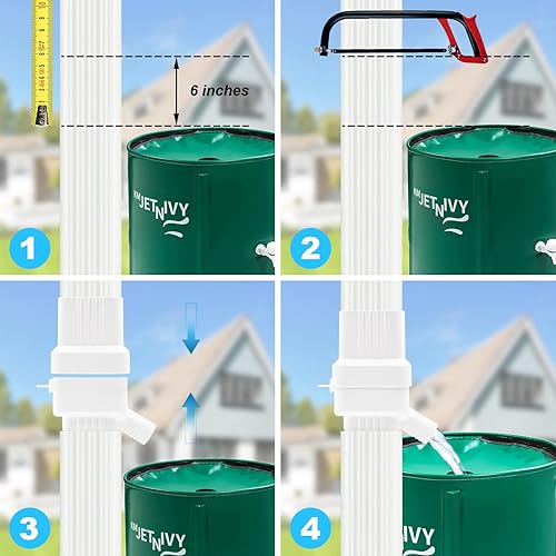 Miniatura 4 de Sistema de recolección de agua de lluvia, para desviador de bajante de 2 x 3 pulgadas con capacidad de recolección ajustable, kit de desviador de