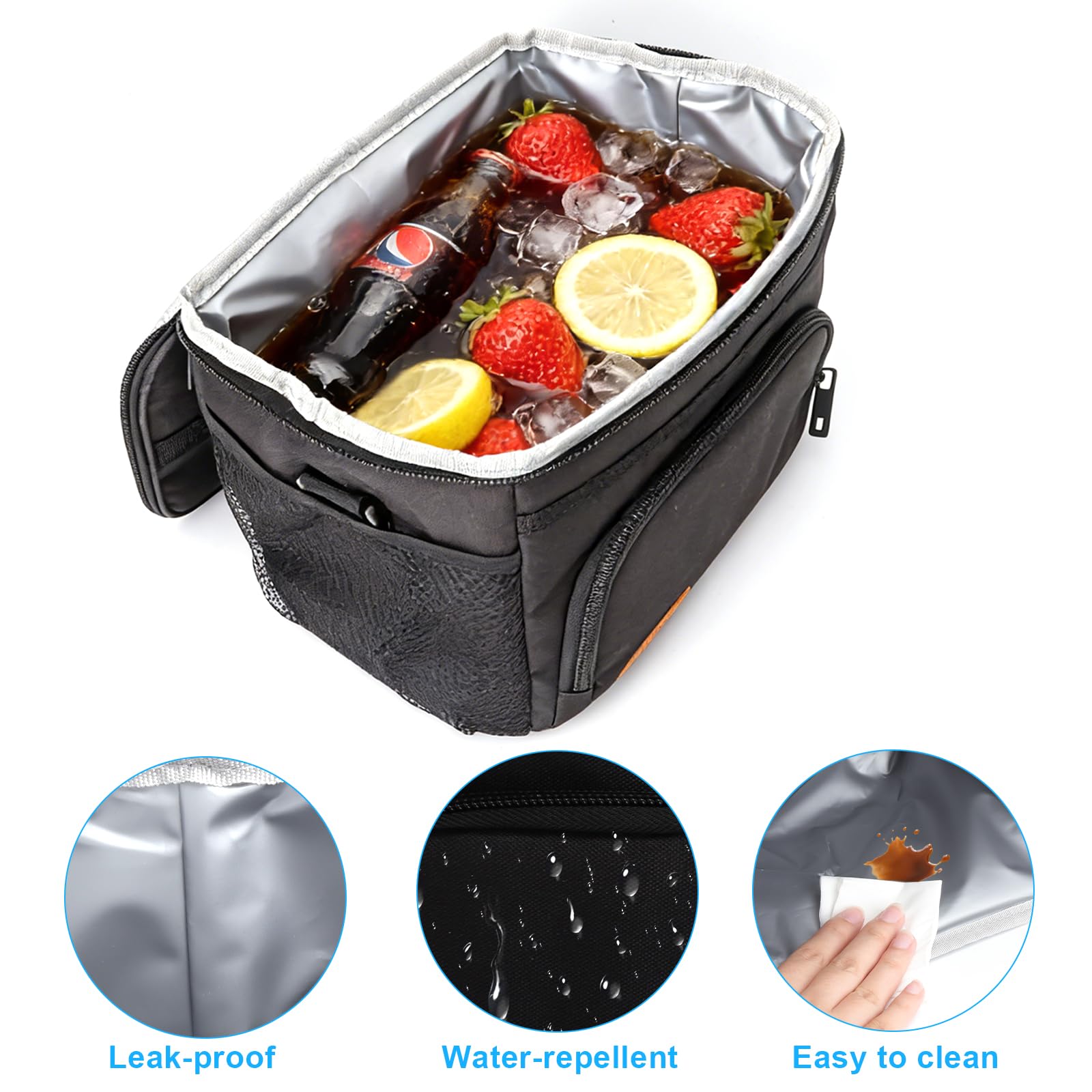 Torba chłodząca Mała 9L, termiczna torba na jedzenie, mini składana torba na lunch, torba na lunch dla mężczyzn, torba na lunch dla kobiet, torba robocza dla mężczyzn na plac budowy z regulowanym