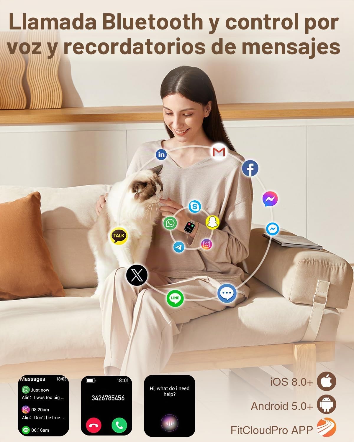 Reloj Inteligente Mujer con 7 Correas Llamadas Bluetooth 1.83" Smartwatch Mujer con AI Control Voz Pulsera Actividad Pulsómetro Sueño Oxímetro Podómetro 110+ Deportivos Smart Watch para Android iOS