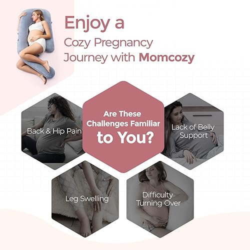 Miniatura 9 de Momcozy Dreamlign U Pro - Almohada de embarazo para dormir, almohada de maternidad con almohada ajustable para las piernas, funda extraíble, soporte